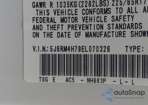 2014 Honda Cr-V Ex-L z USA, uszkodzony, nr VIN 5J6RM4H79EL070326